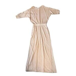 Alexie Full-length GoldShimmering Beige Maxi Dress‎ Womens Med Peek A Boo Sleeve